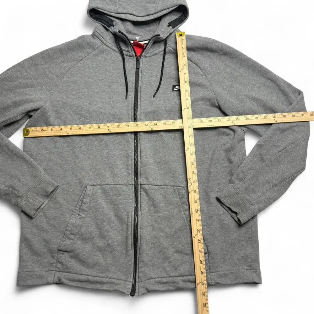 Nike Grey Full Zip Hoodie XXL Embroidered Logo Fleece Streetwear - Picture 7 of 7